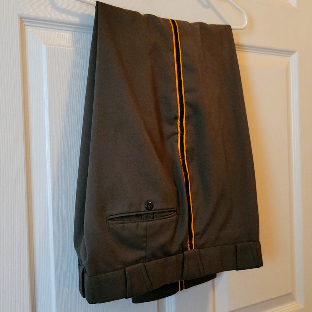 Men's uniform pants Flying Cross Green with gold stripe